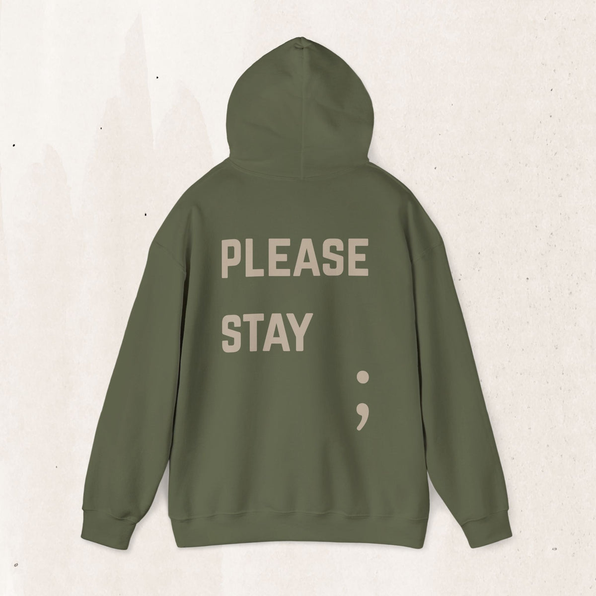 Please Stay; Semicolon Hoodie | Suicide Awareness Back Print Pullover