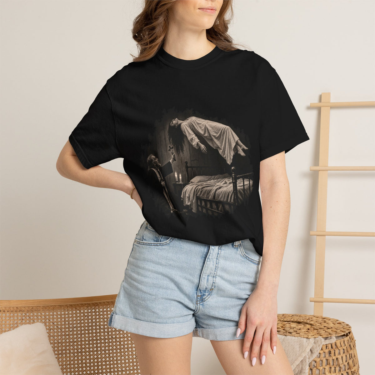 Exorcism Levitation Graphic Tee Printify