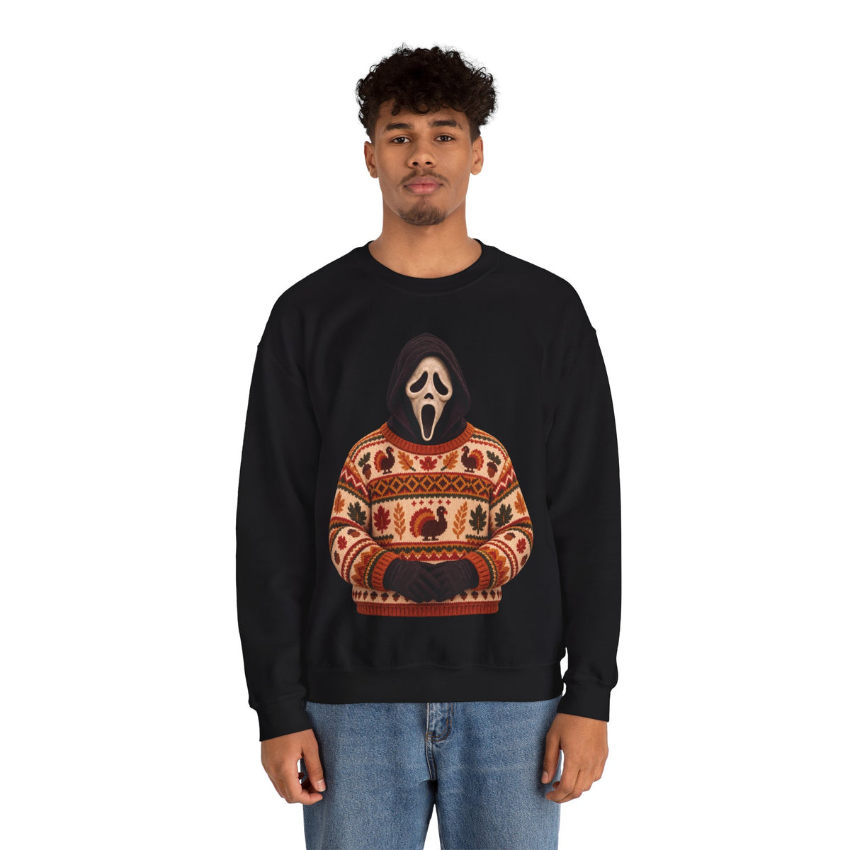 Ghostface Thanksgiving horror crewneck sweatshirt in black