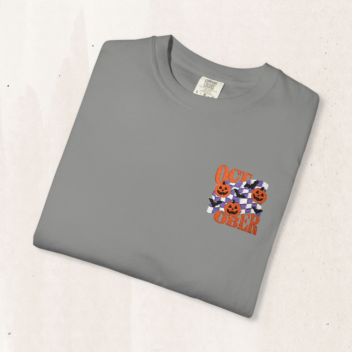 Embroidered Retro "October" Halloween Tee