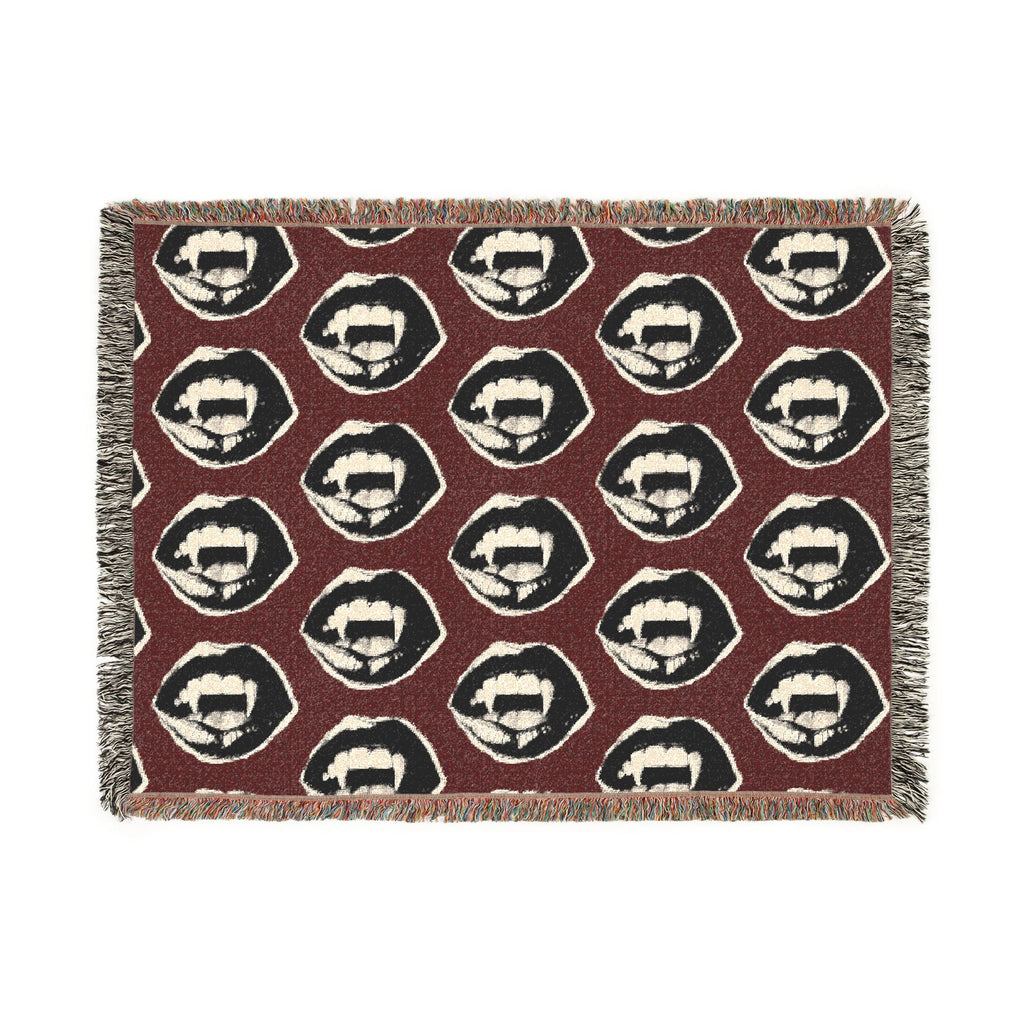 Vampire Fangs Woven Blanket Printify