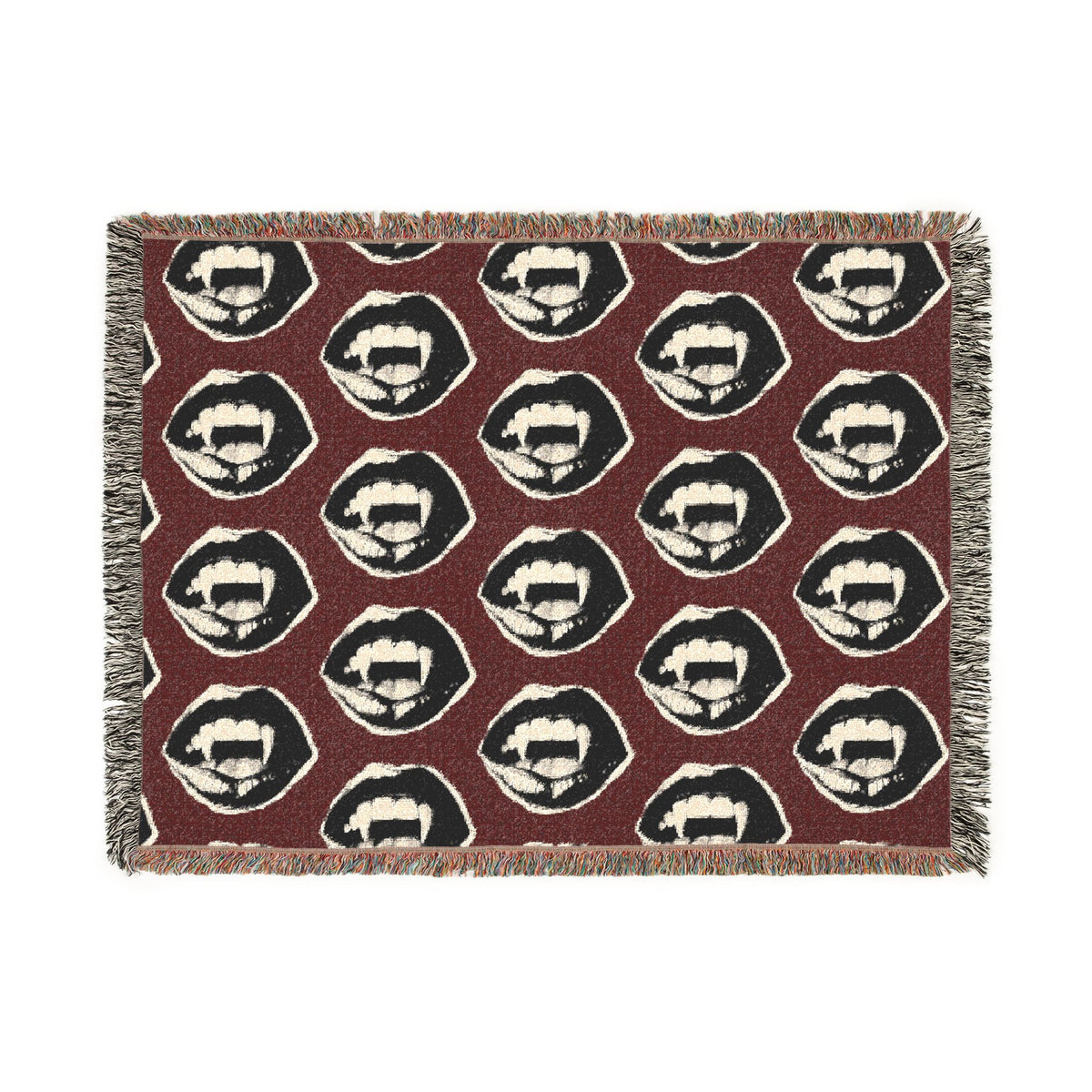 Vampire Fangs Woven Blanket Printify