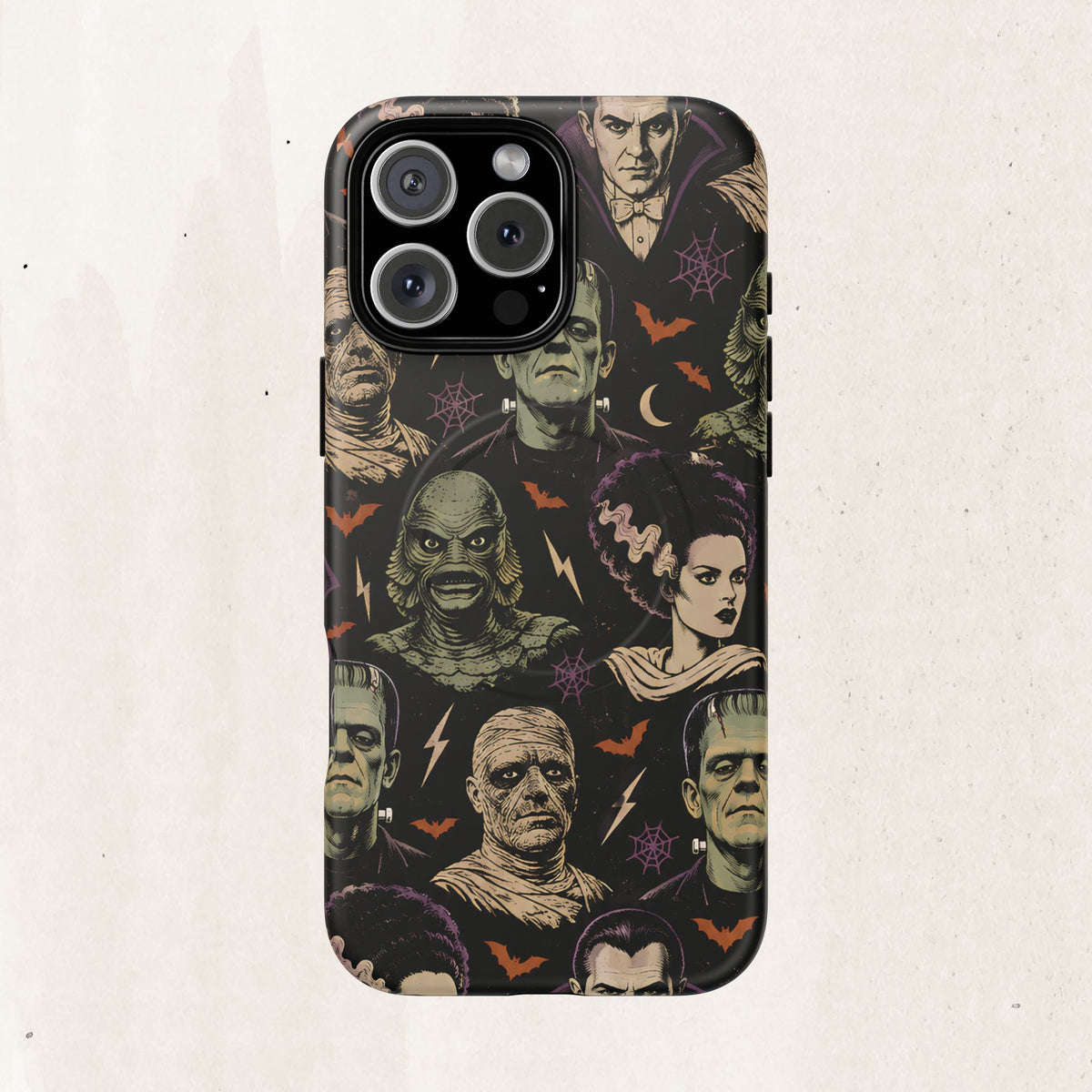 Monster Mash Magnetic Phone Case — Retro Classic Horror Collage