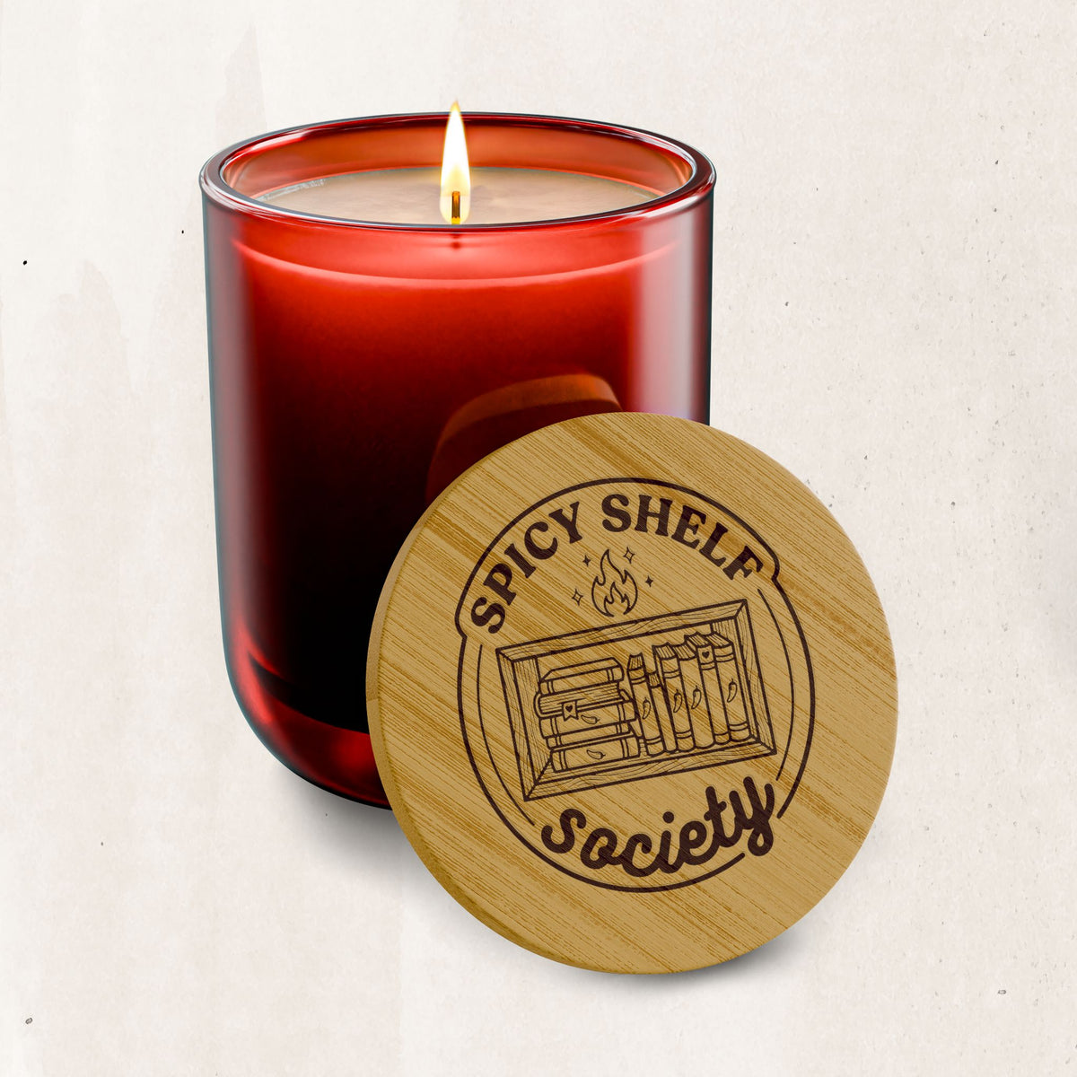 Engraved 'Spicy Shelf Society' Scented Soy Candle (14 oz)