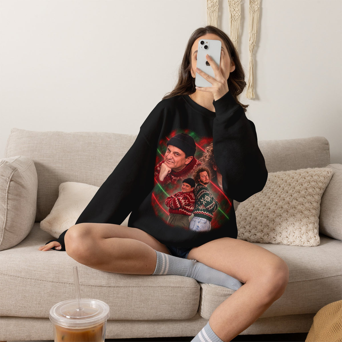 Harry and Marv Home Alone 80s glamour portrait Christmas sweatshirt
