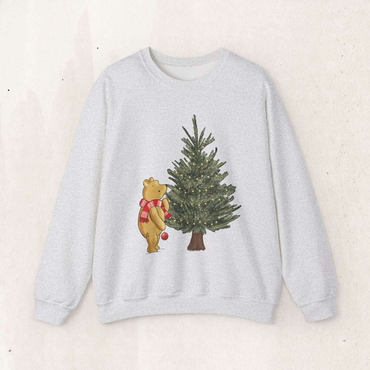 Christmas Winnie the Pooh and Christmas Tree Sweatshirt, Pooh Bear Christmas Crewneck