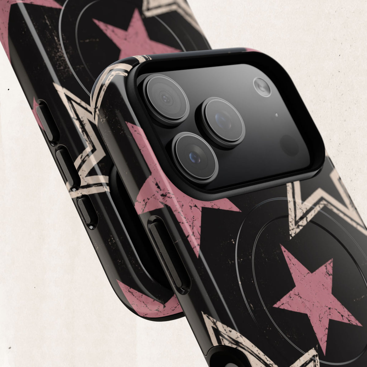Magnetic Phone Case — Pink Retro Stars Tough Protective Cover Printify