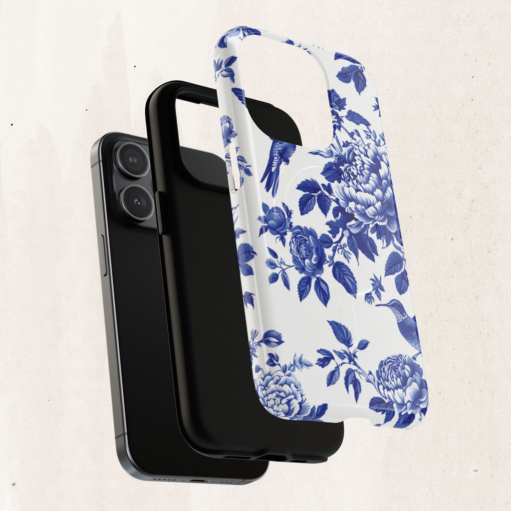 Blue Floral Bird Tough Magnetic Phone Case