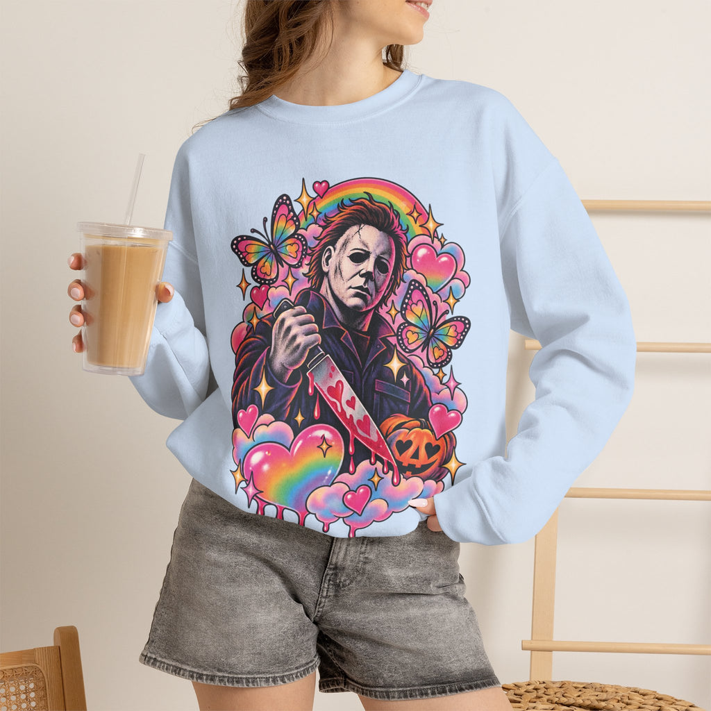 Colorful Michael Myers Horror Heart Crewneck