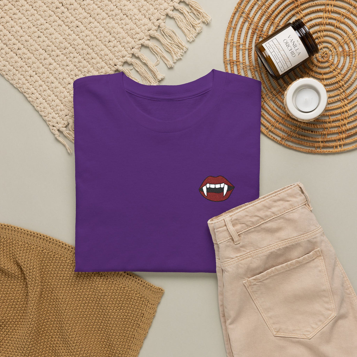 Embroidered Vampire Fangs Tee