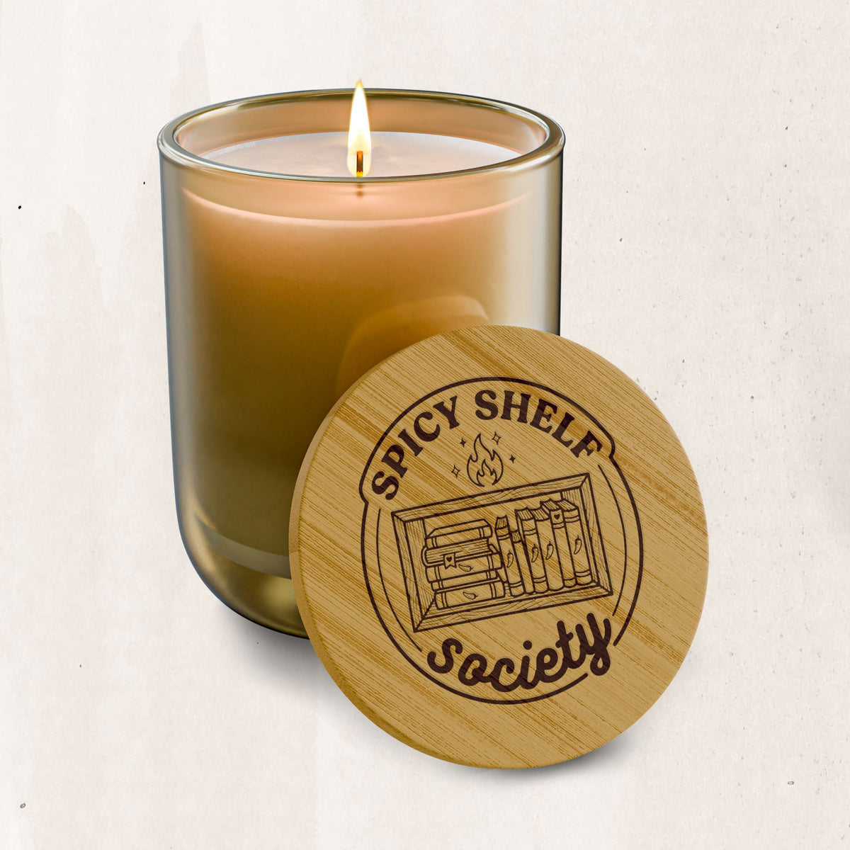 Engraved 'Spicy Shelf Society' Scented Soy Candle (14 oz)