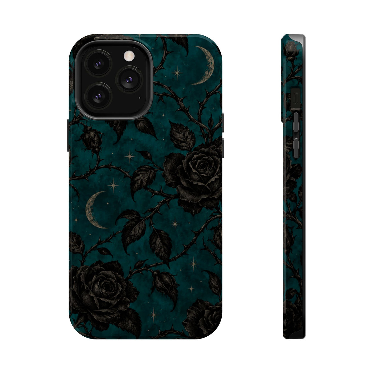 Teal Moon & Black Rose Magnetic Phone Case, alternate view