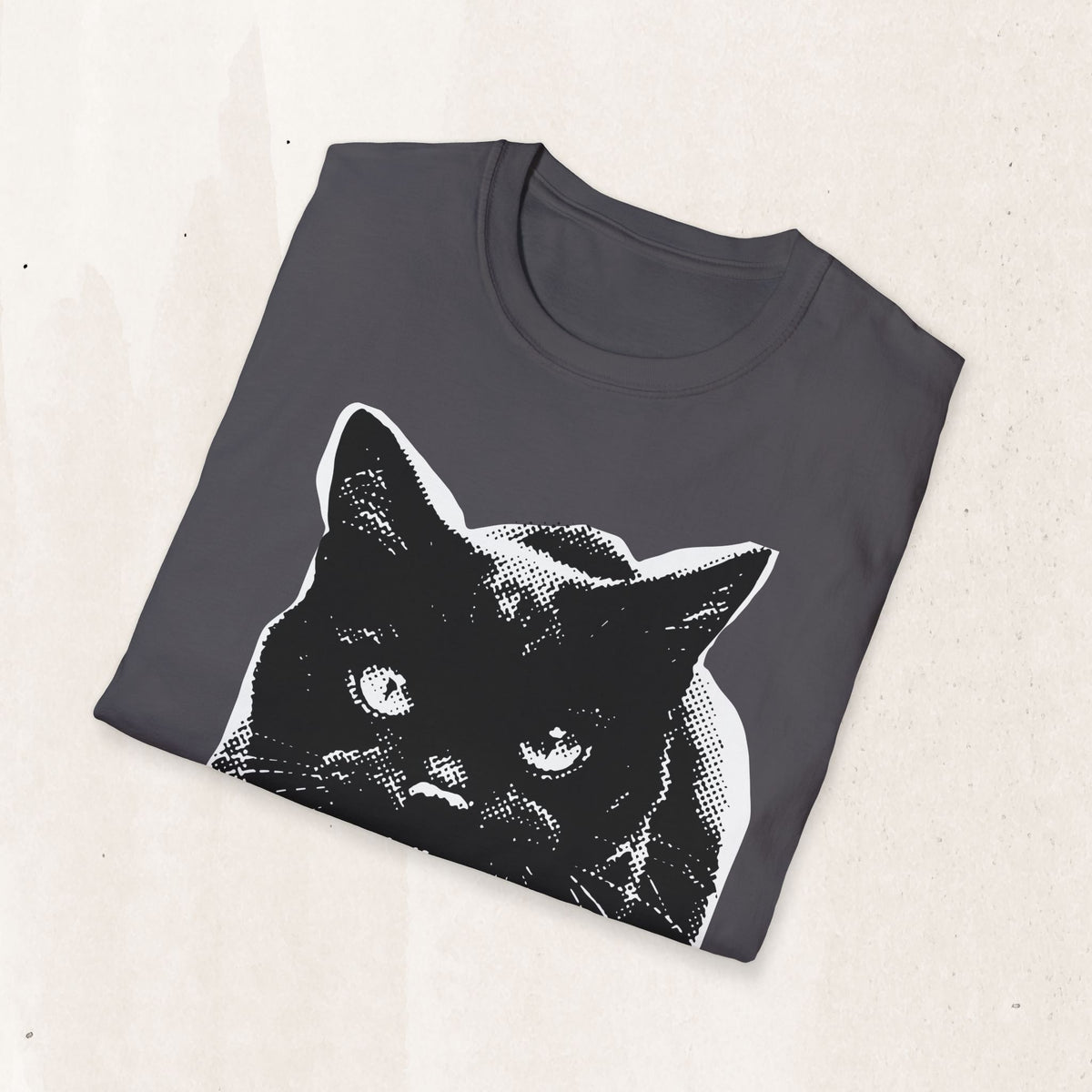 Black Cat Graphic Tee in Charcoal, alternate view