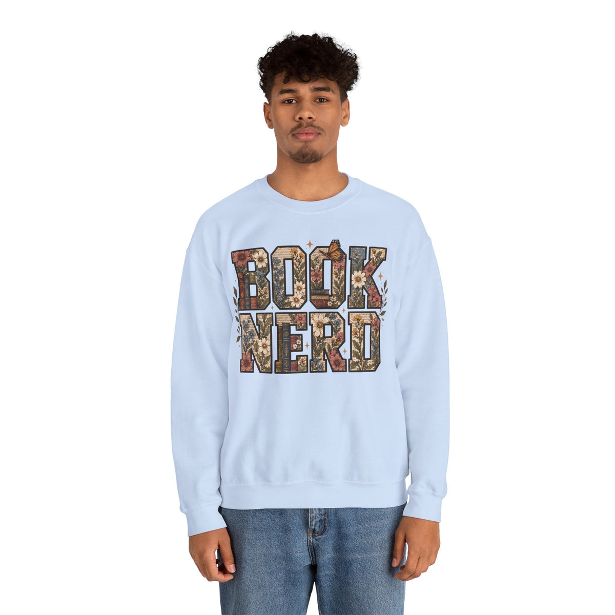 Floral Book Nerd Crewneck Sweatshirt