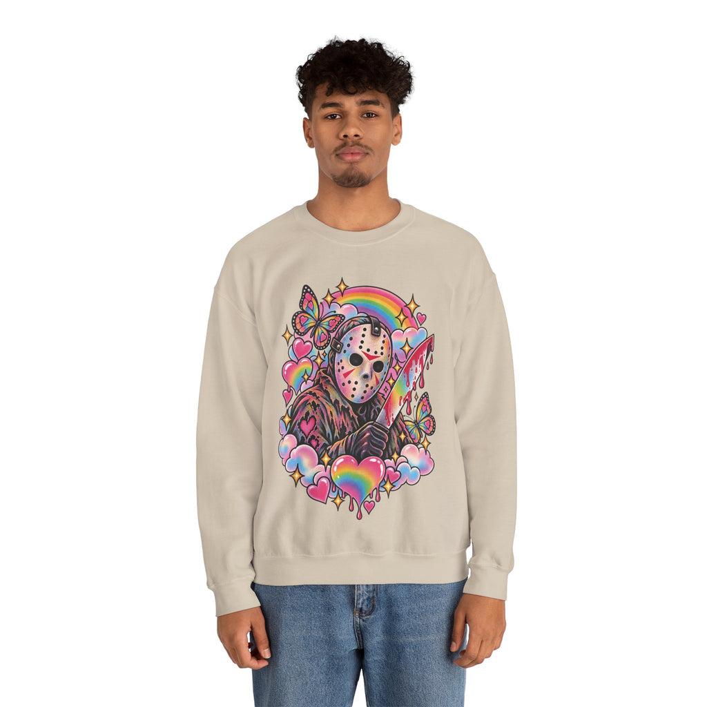 Jason Mask Rainbow Horror Crewneck Sweatshirt