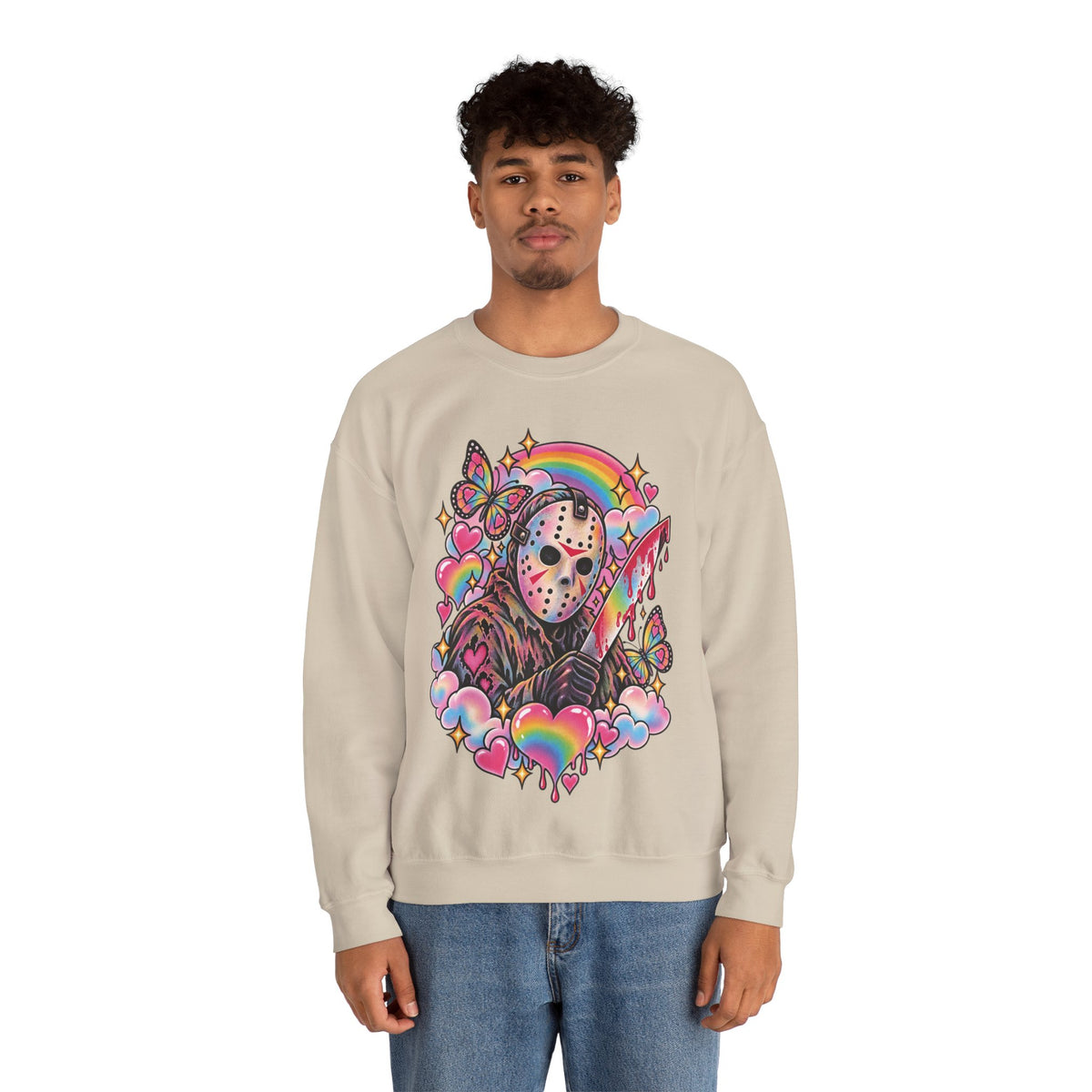 Jason Mask Rainbow Horror Crewneck Sweatshirt