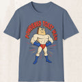 Powdered Toast Man Graphic Tee – Retro 90s Cartoon Shirt – Heather Indigo