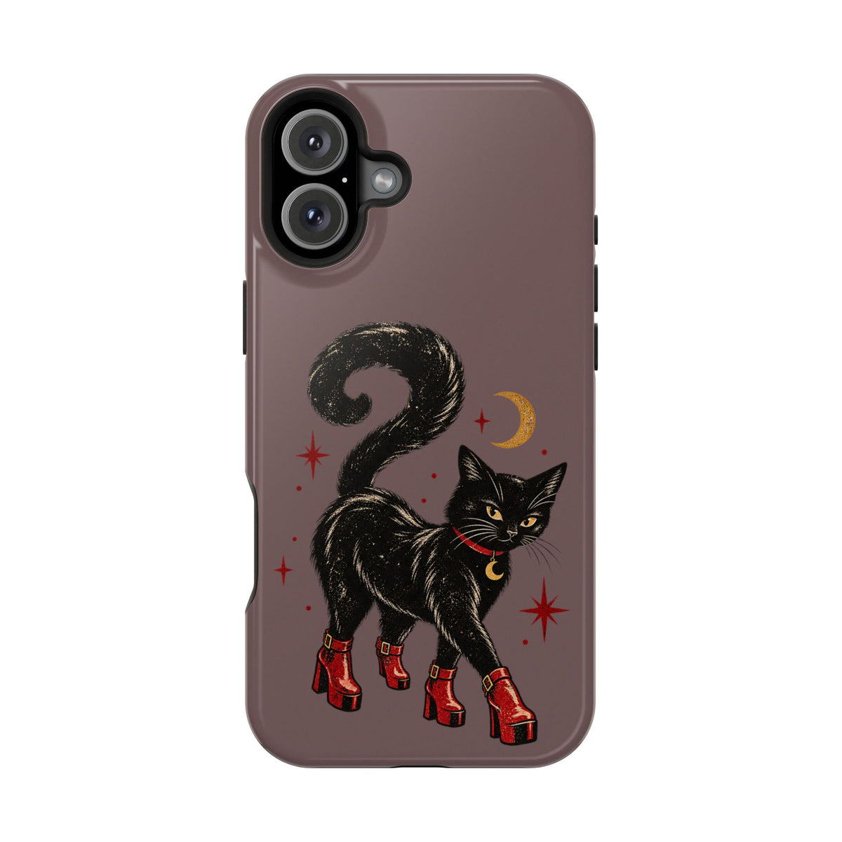 Black Cat in Red Boots MagSafe Phone Case, alternate view
