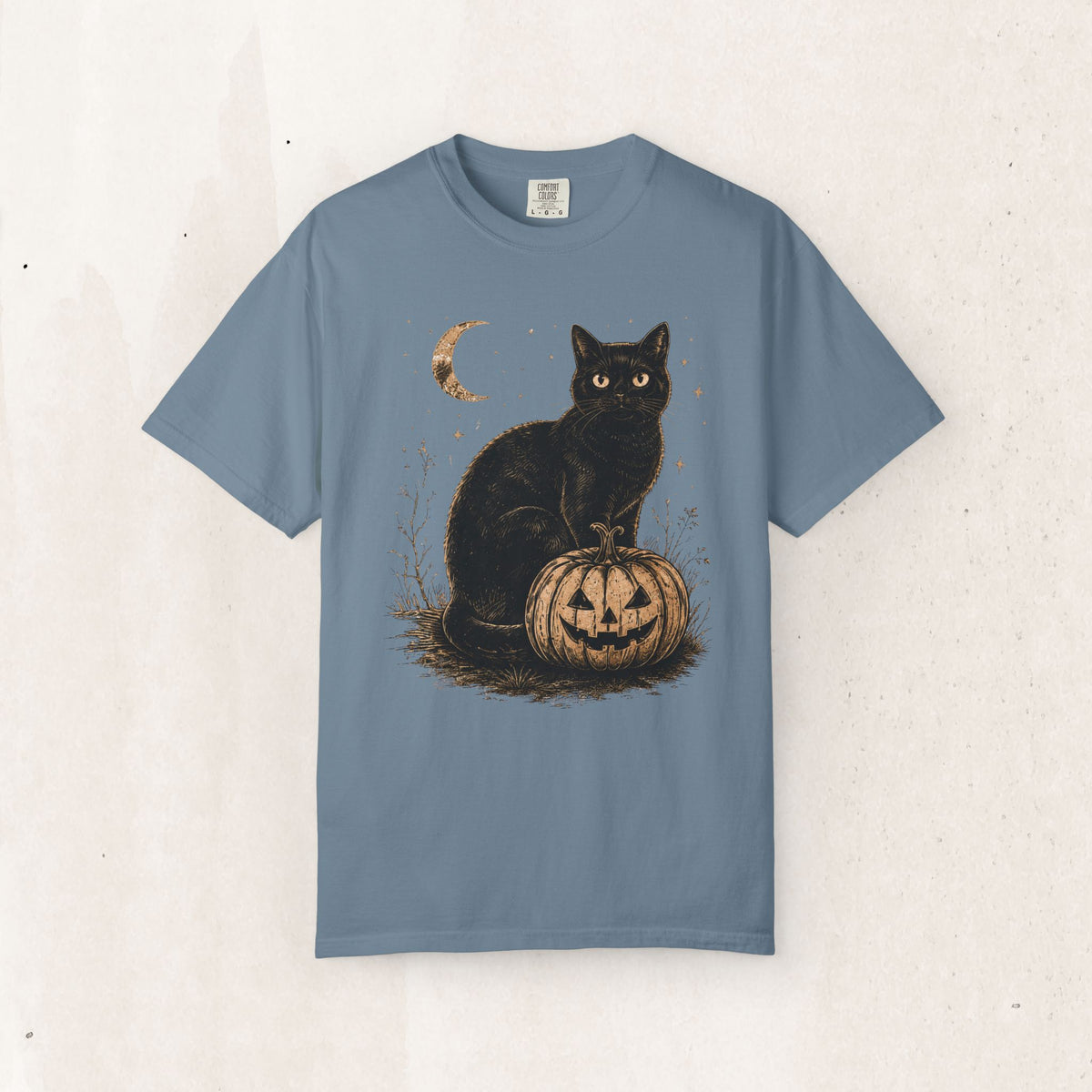 Halloween Black Cat & Pumpkin Tee