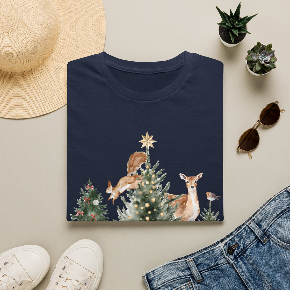 Woodland Deer Christmas Tee