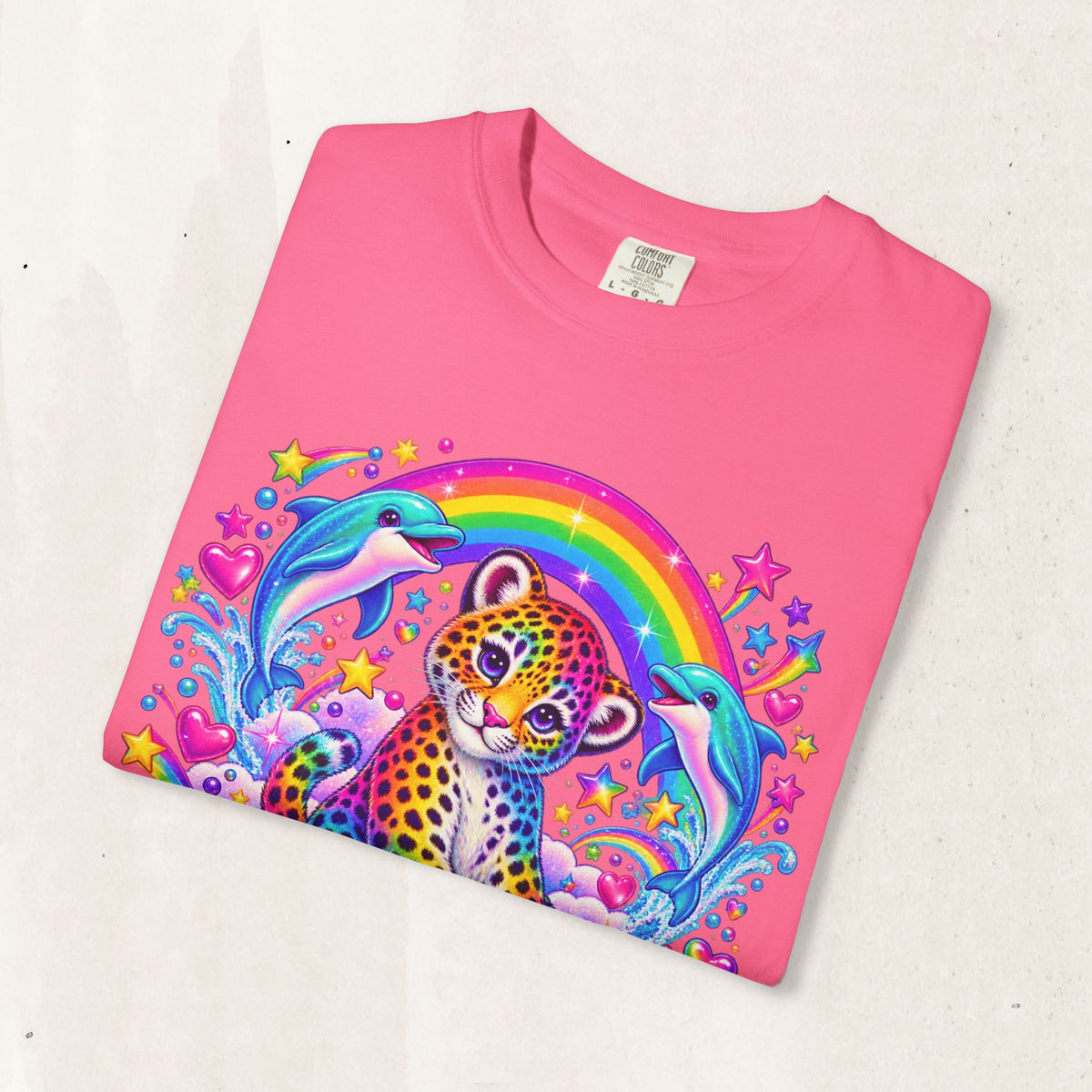 Lisa Frank Inspired Leopard Rainbow Tee