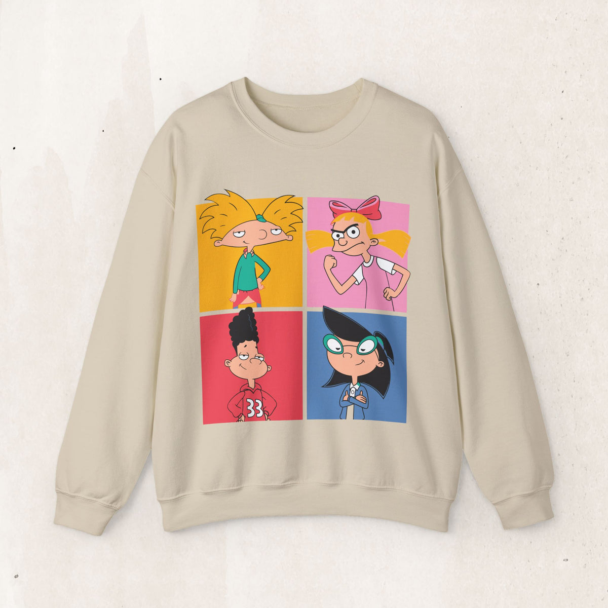 Retro Cartoon Character Collage Sweatshirt, Nostalgic Cartoon Crewneck