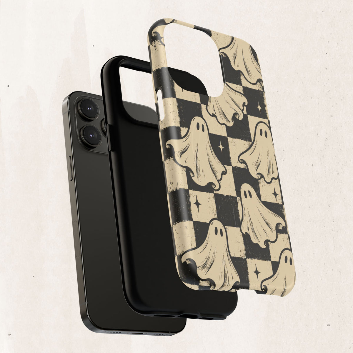 Ghost Checker Tough Magnetic Phone Case — Retro Spooky iPhone Cover Printify