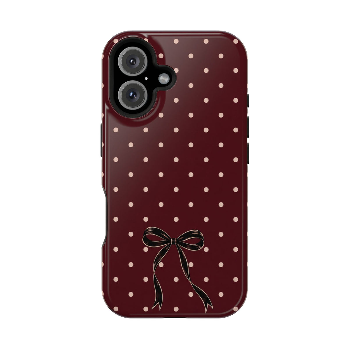 Burgundy Polka Dot Magnetic Phone Case, alternate view