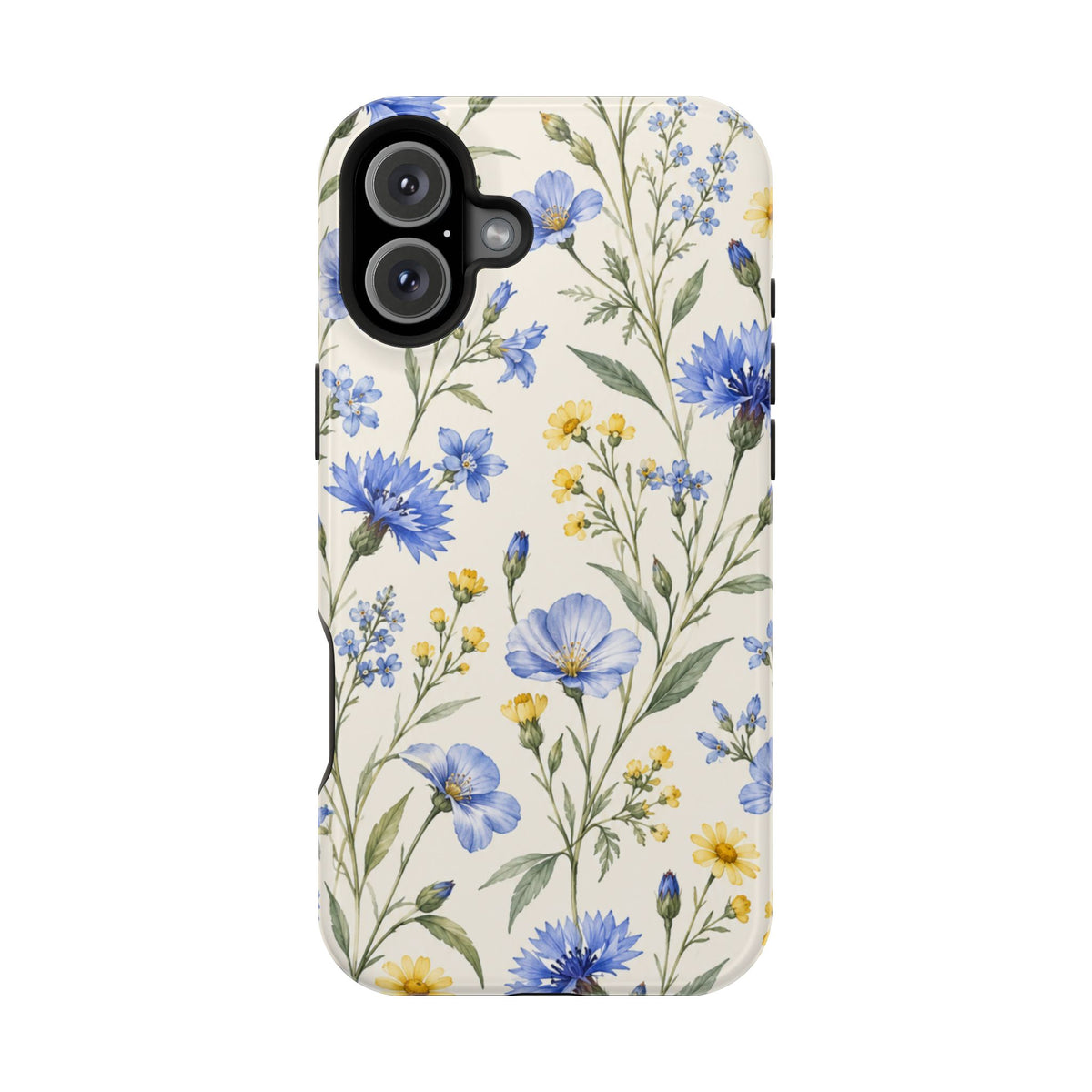 Floral Blue Cornflower Tough Magnetic Phone Case, alternate view