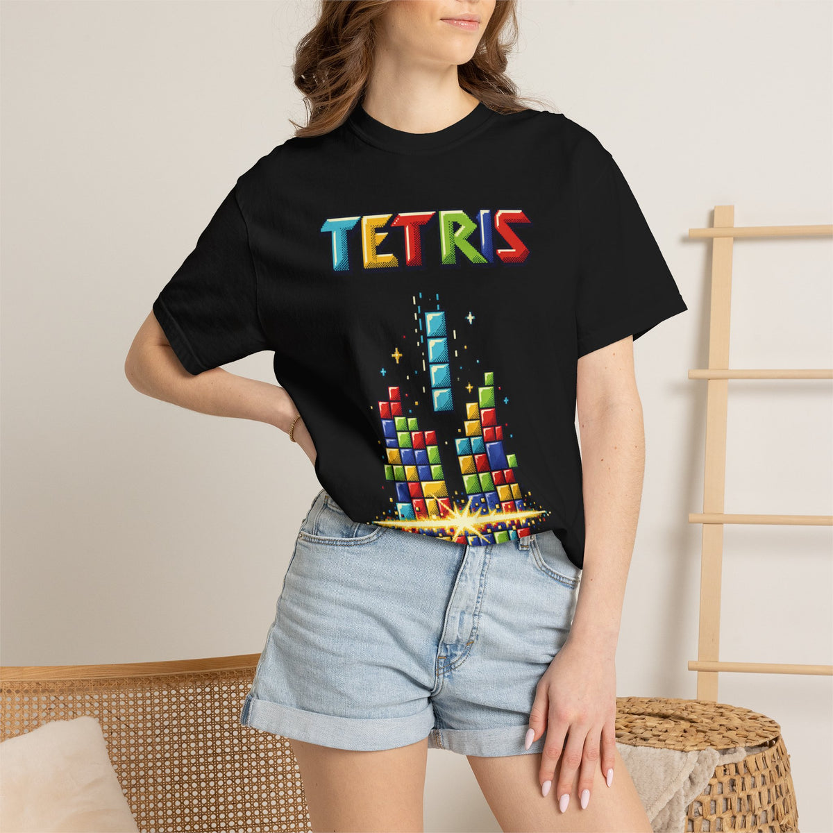 Tetris Block Stack Graphic Tee