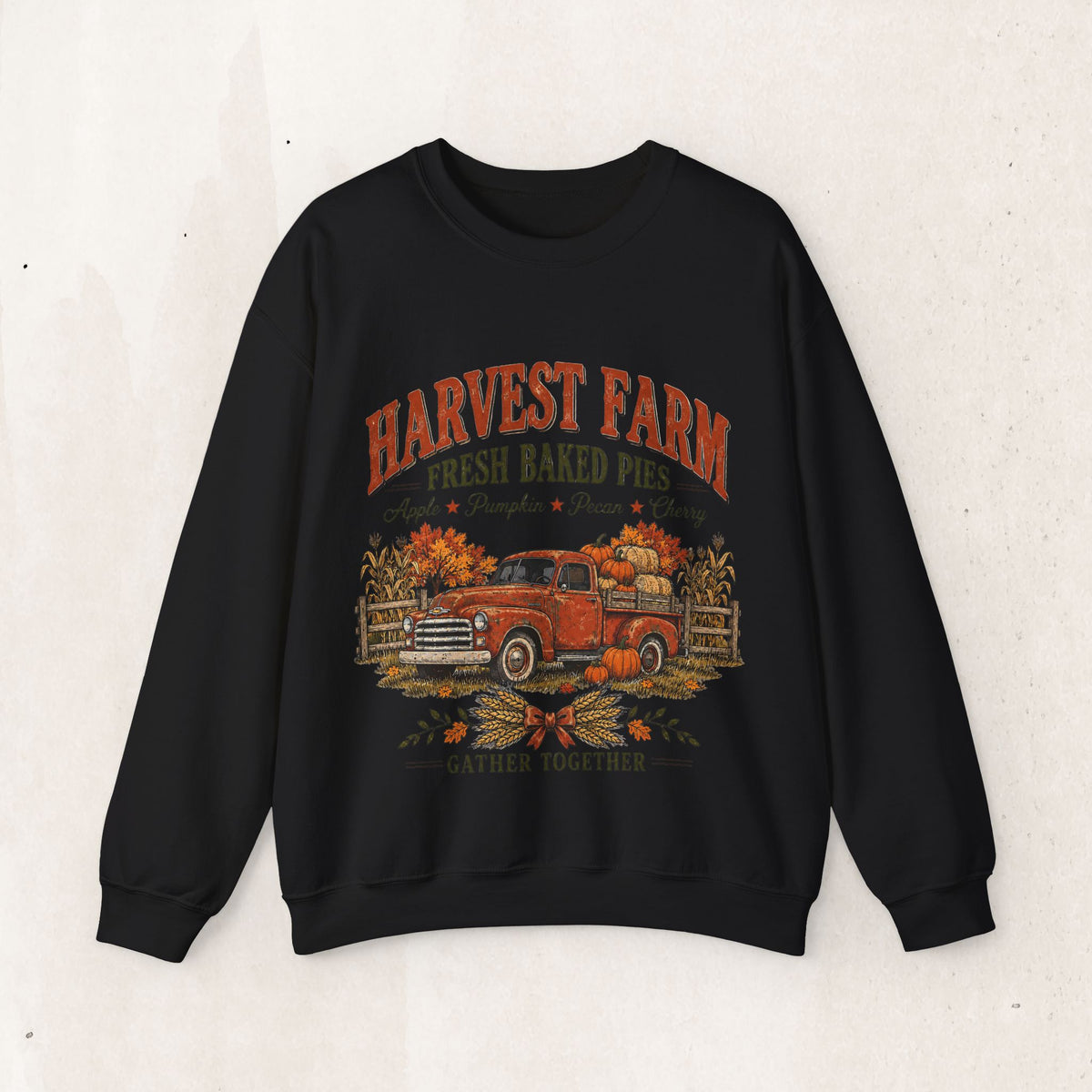 Harvest Farm Fresh Baked Pies Vintage Truck Sweatshirt, Thanksgiving Pumpkin Crewneck
