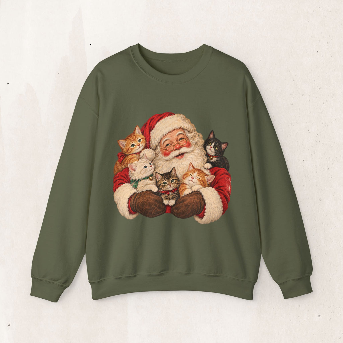 Santa and cats Christmas crewneck sweatshirt