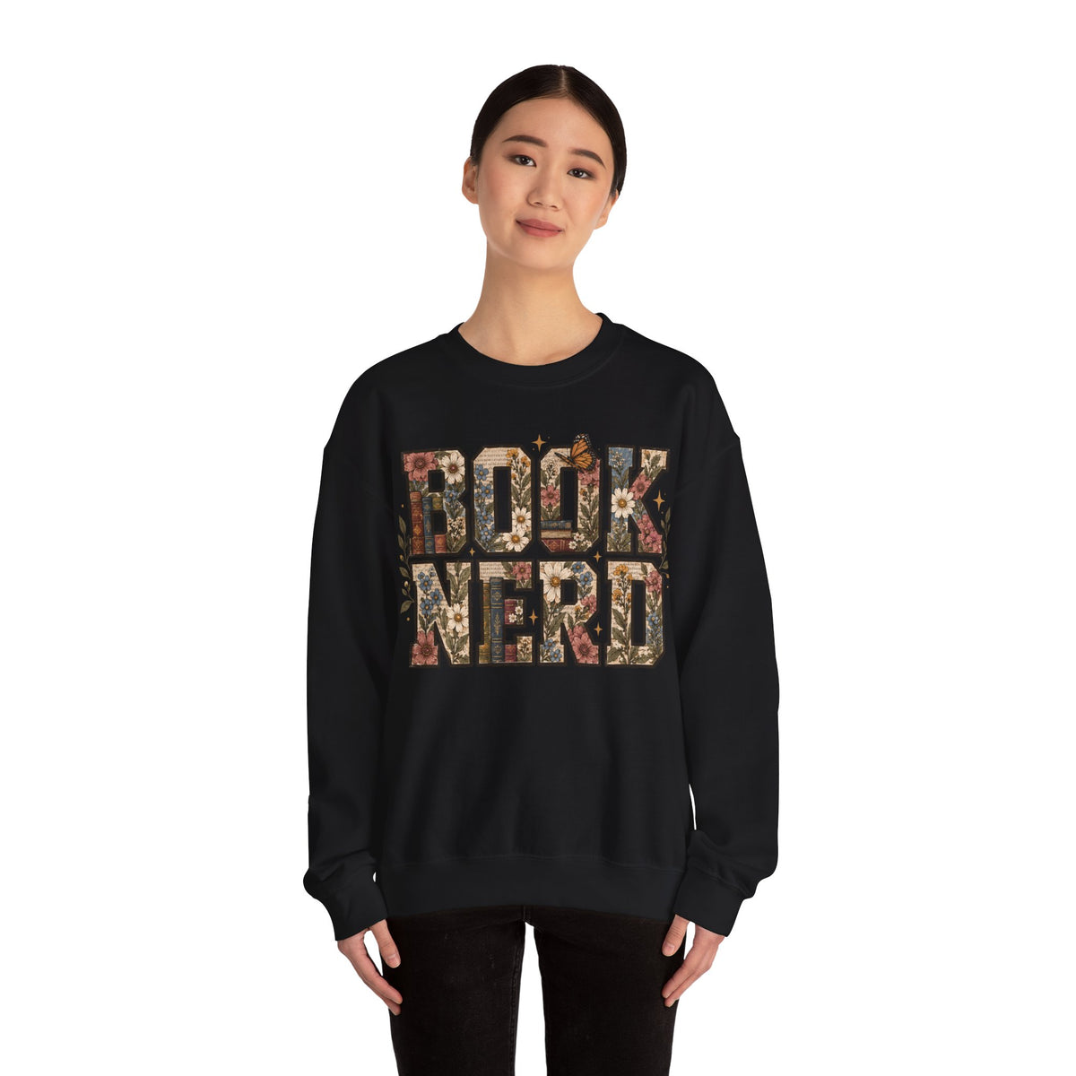 Floral Book Nerd Crewneck Sweatshirt