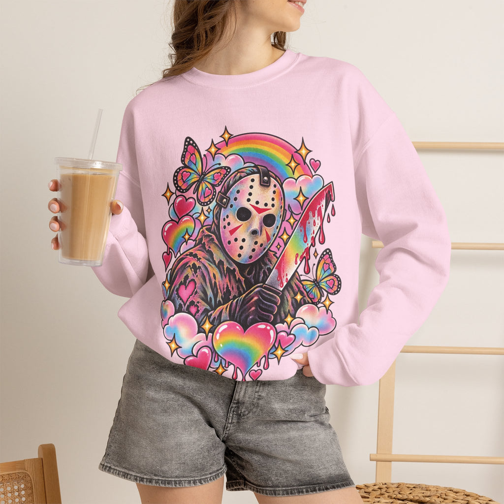 Jason Mask Rainbow Horror Crewneck Sweatshirt