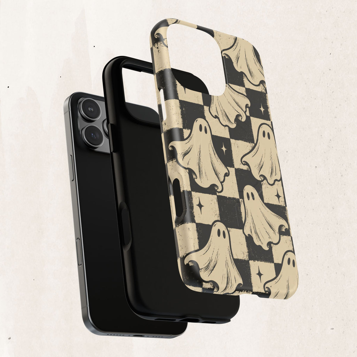 Ghost Checker Tough Magnetic Phone Case — Retro Spooky iPhone Cover Printify