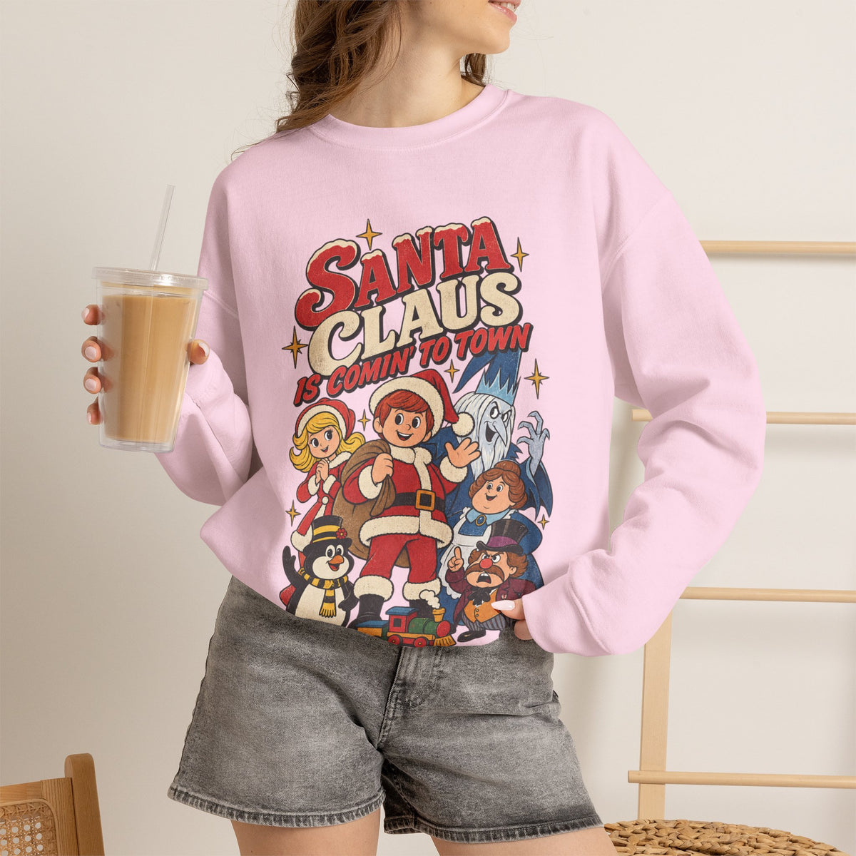 Santa Claus Is Comin' to Town Christmas Crewneck Sweatshirt