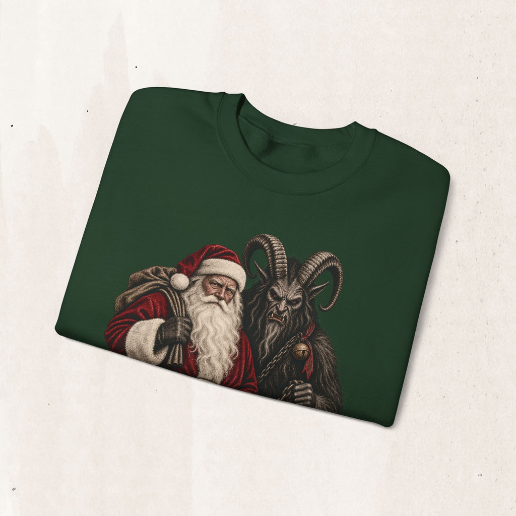 Krampus & Santa Claus Christmas Crewneck Sweater