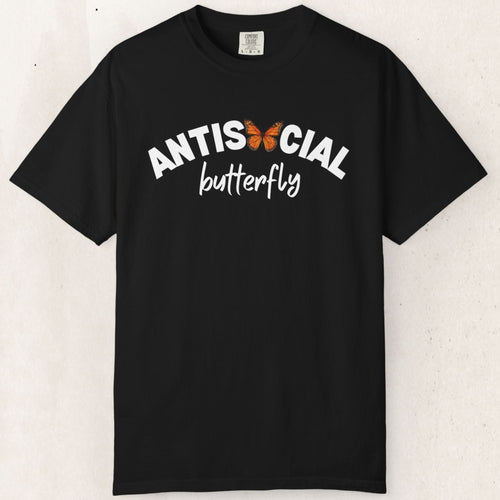 Antisocial Graphic Tee', Garment-Dyed Vintage Relaxed Comfort Tee Printify