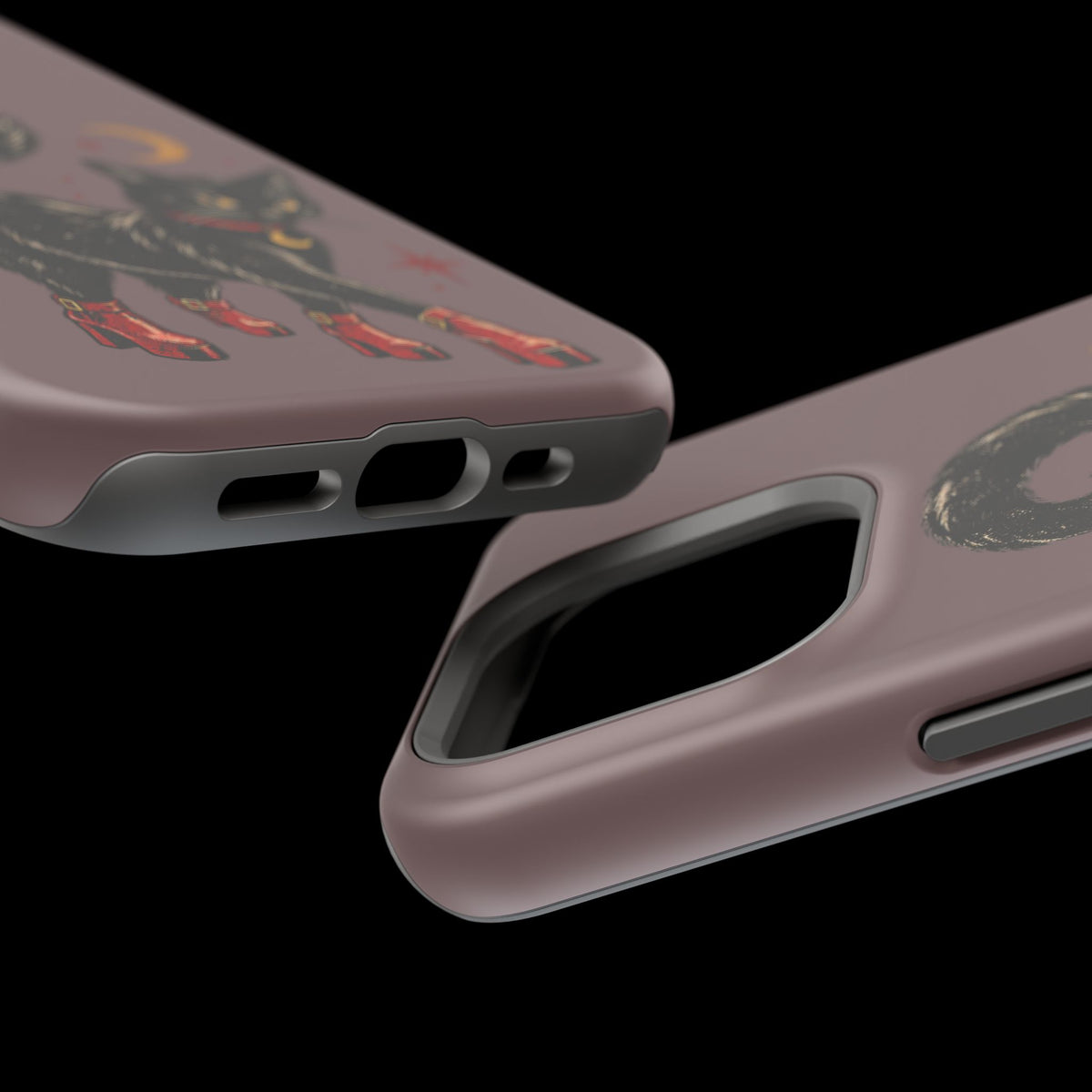 Black Cat in Red Boots MagSafe Phone Case, alternate view
