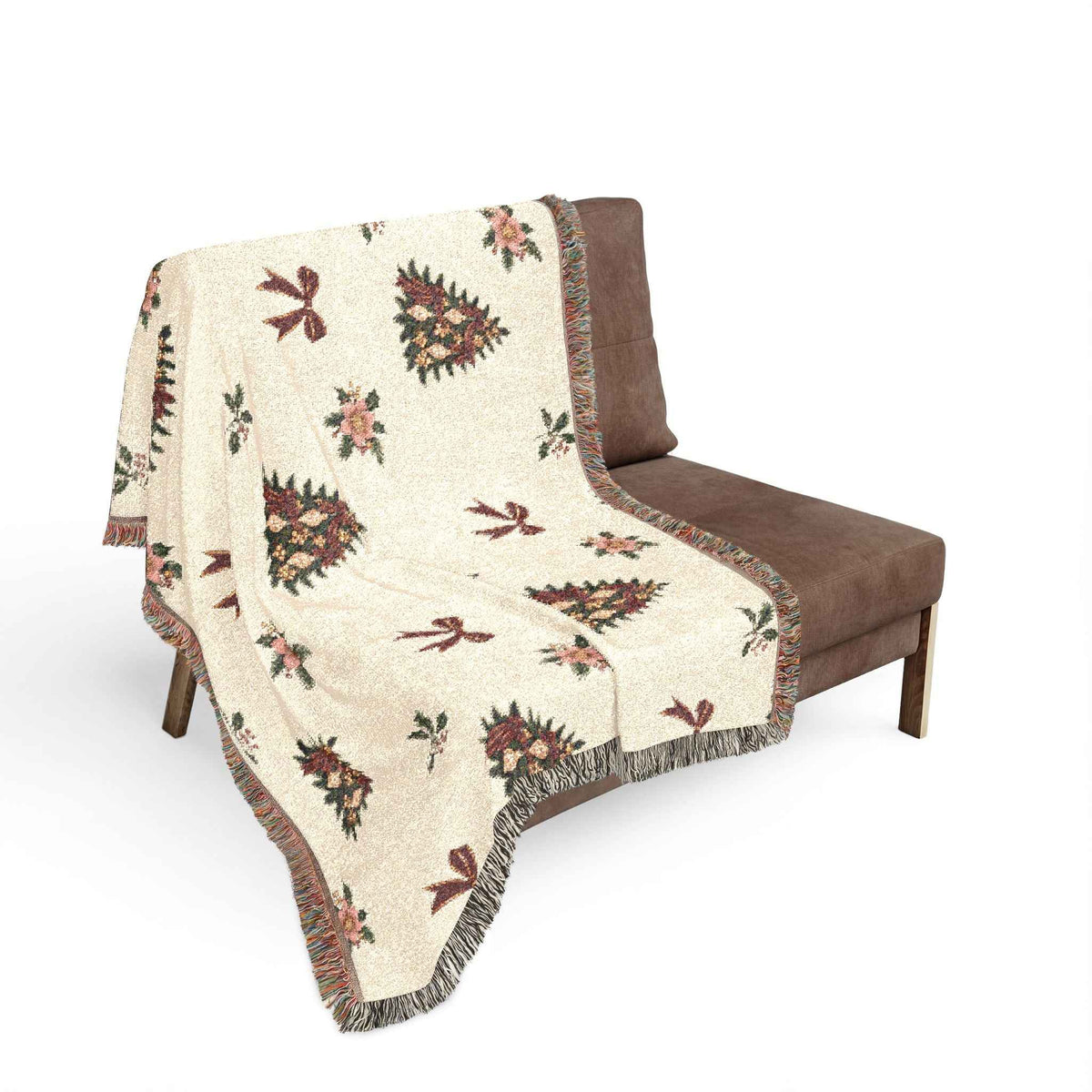 Vintage Christmas Tree Woven Blanket, alternate view