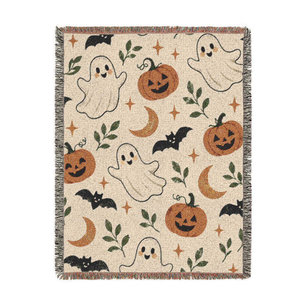 Halloween Ghost & Pumpkin Woven Blanket