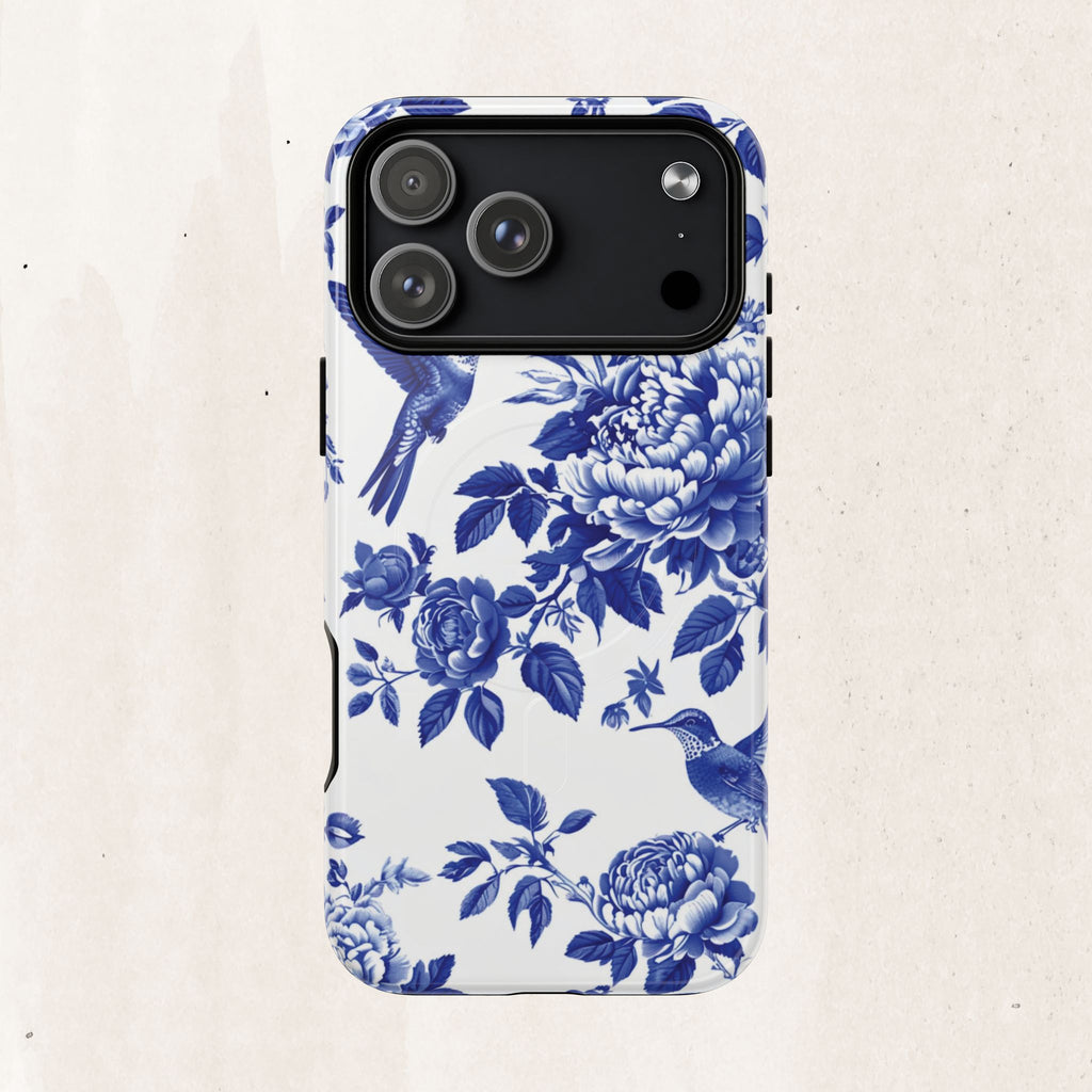 Blue Floral Bird Tough Magnetic Phone Case