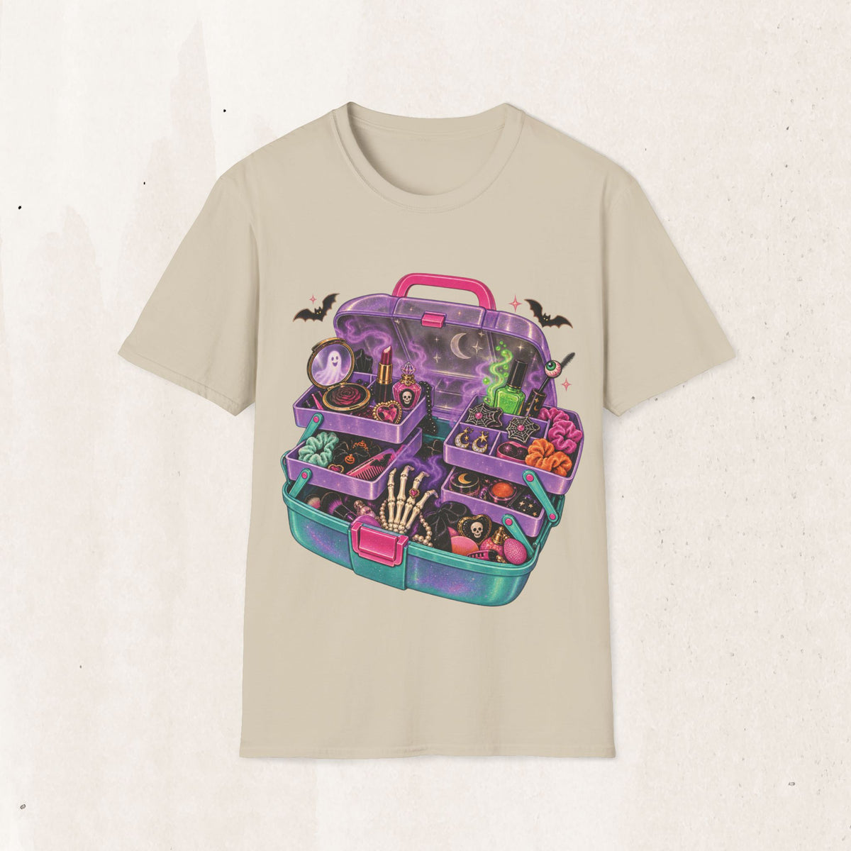 Witchy Makeup Case T‑Shirt — Spooky CABOODLE Kit Graphic Tee
