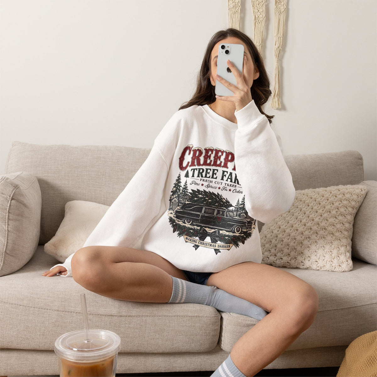 Creepmas Tree Farm Christmas Sweatshirt, Gothic Christmas Tree Crewneck