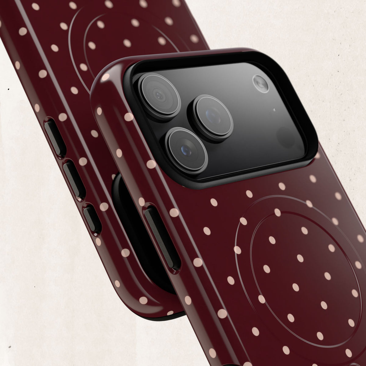 Burgundy Polka Dot Magnetic Phone Case Printify