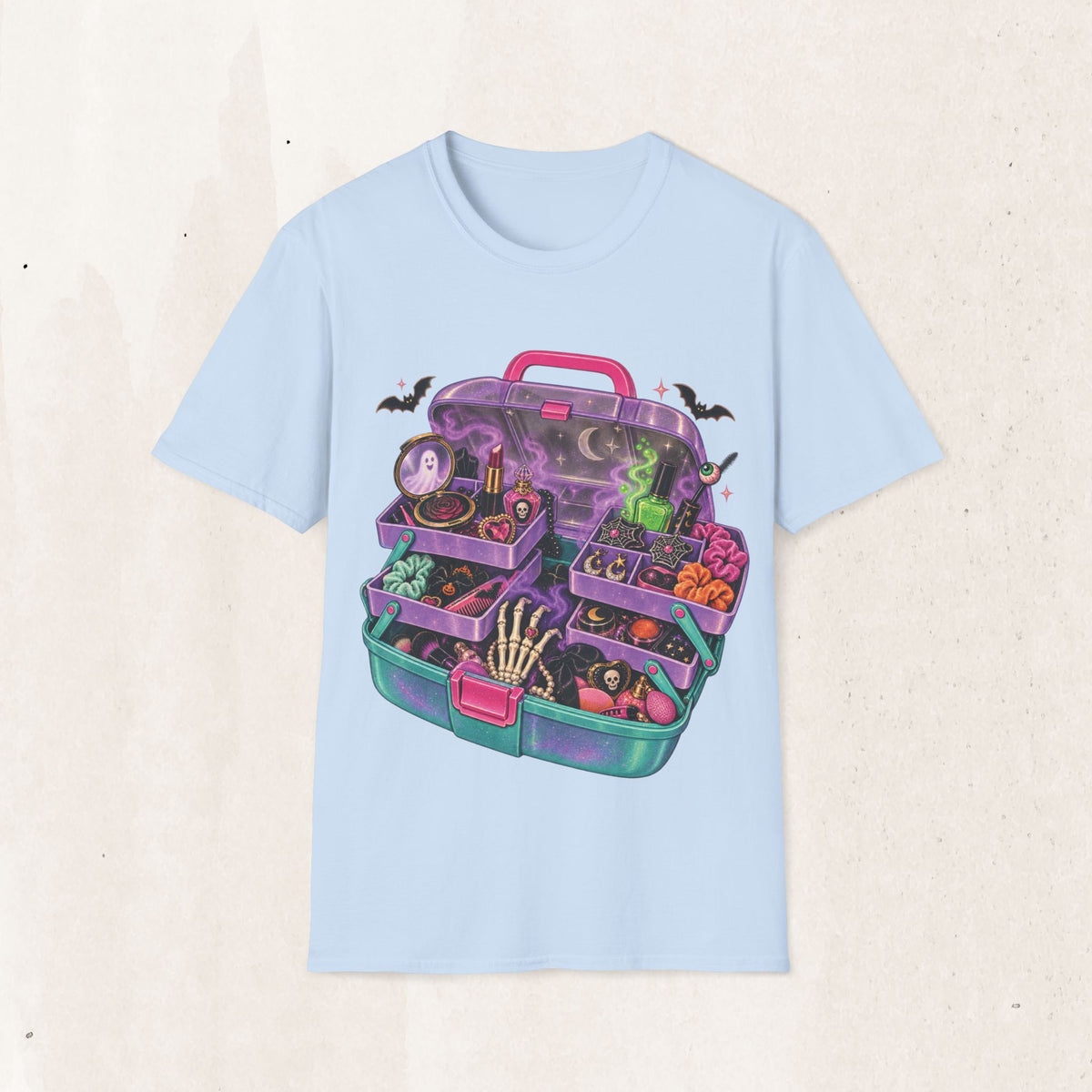 Witchy Makeup Case T‑Shirt — Spooky CABOODLE Kit Graphic Tee