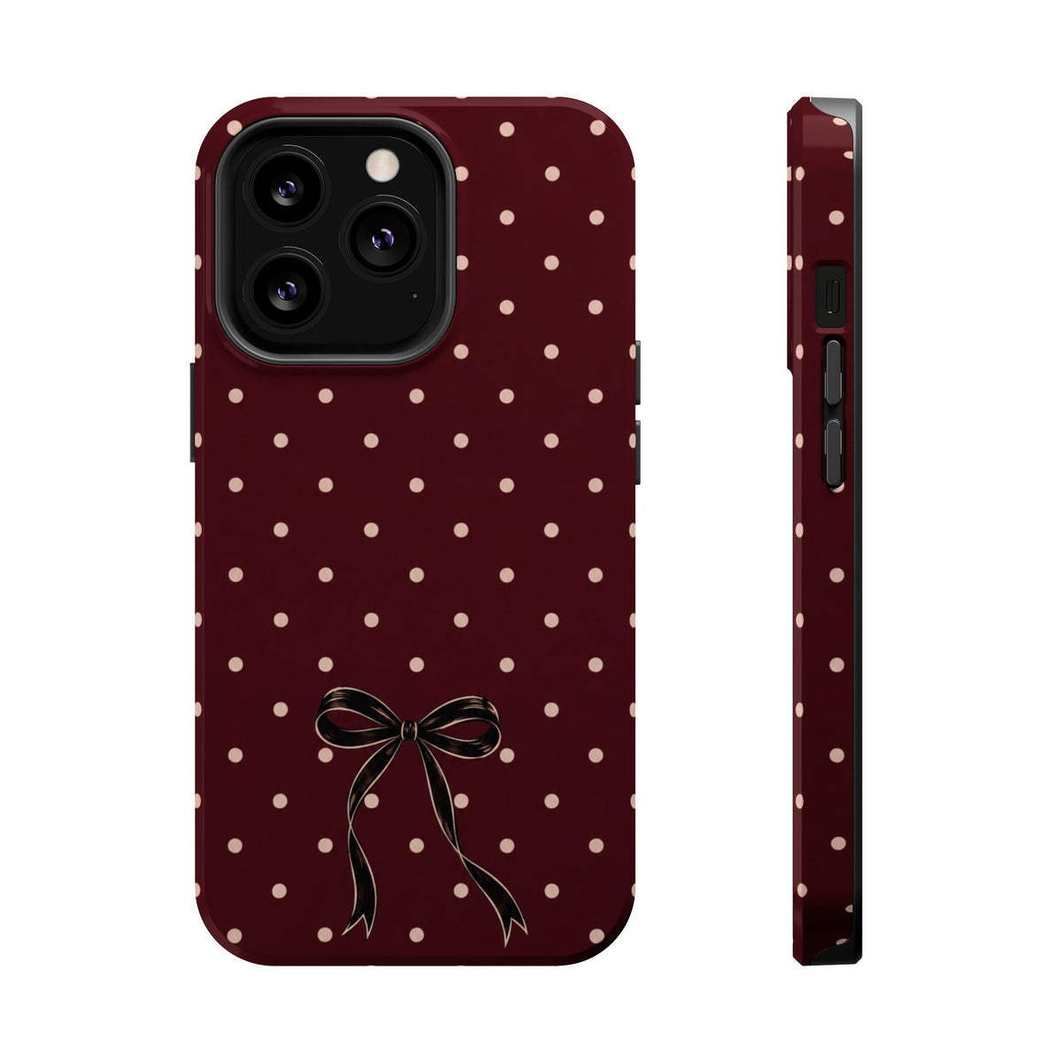 Burgundy Polka Dot Magnetic Phone Case, alternate view