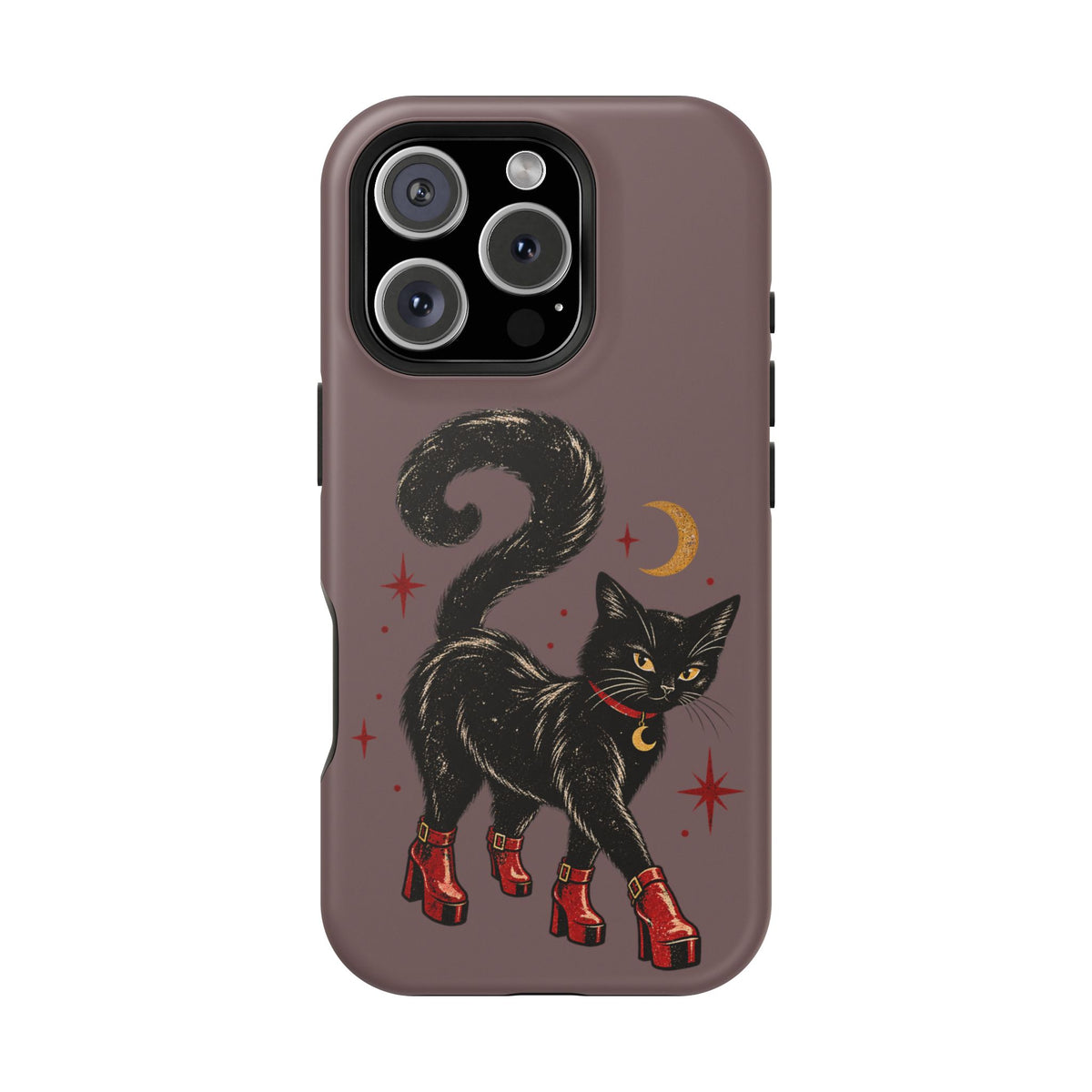 Black Cat in Red Boots MagSafe Phone Case, alternate view