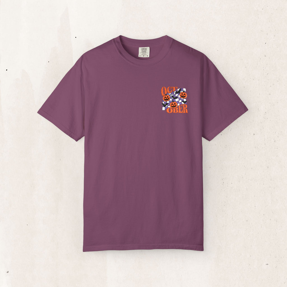 Embroidered Retro "October" Halloween Tee