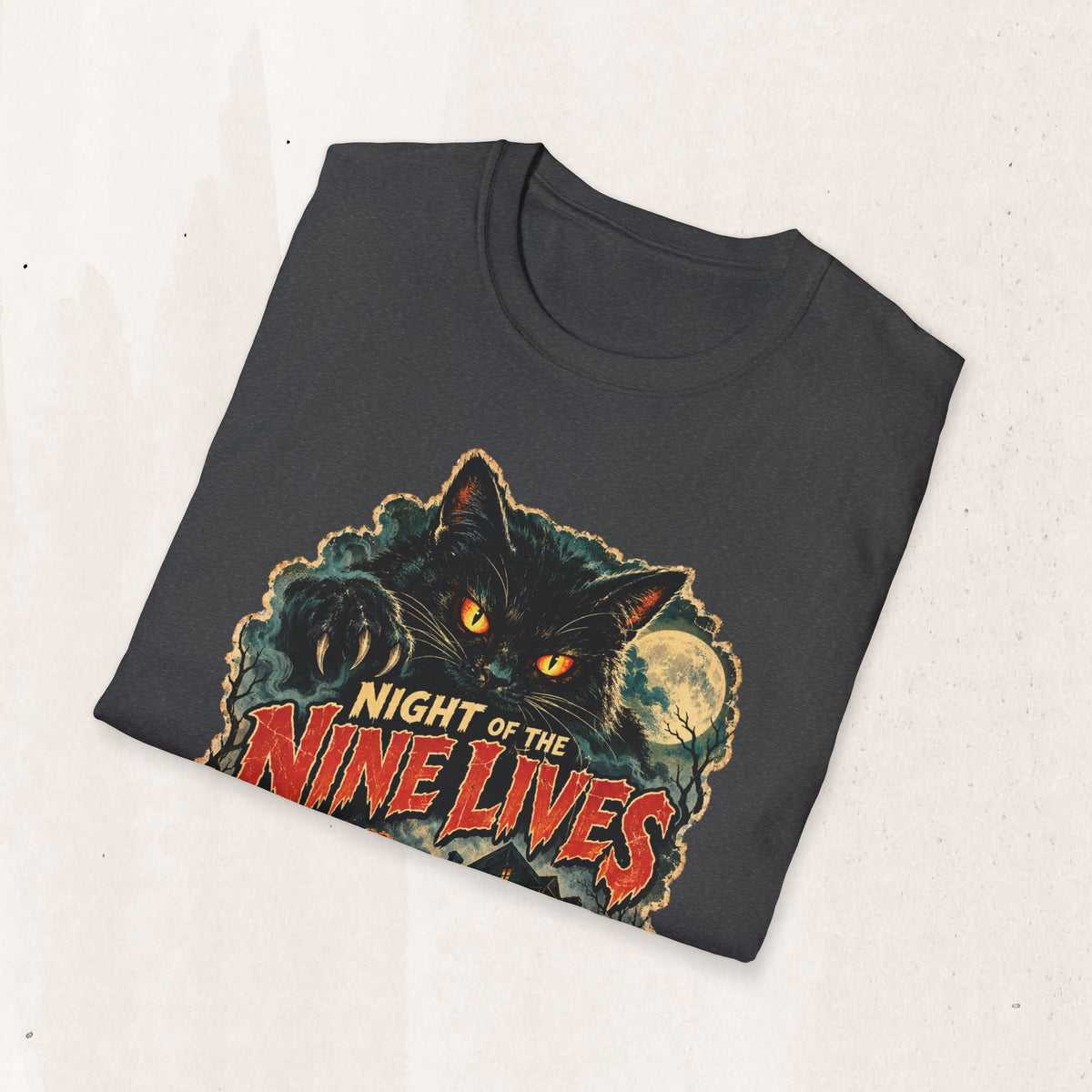 Night of the Nine Lives Cat Graphic T-Shirt